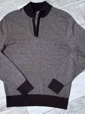 Daniel Cremieux Men's Brown Quarter-Zip Sweater Size Large